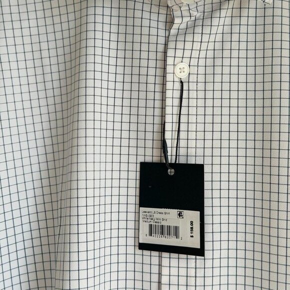 Mizzen+Main Leeward Long Sleeve Dress Shirt in White Navy Mini Grid, Size Medium - Picture 5 of 7